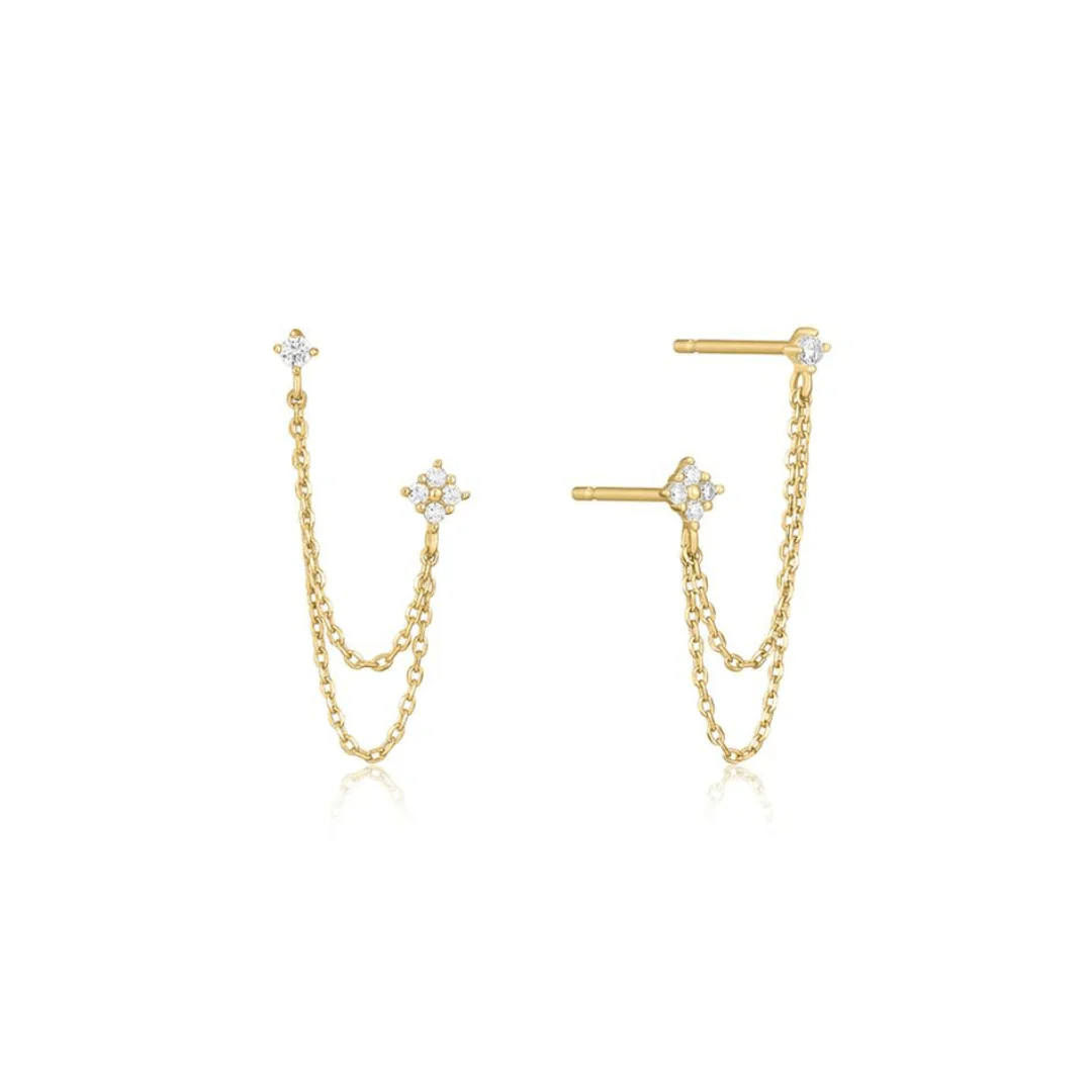 Mixed Shape Stud with Chain Earring - Single - Image 4