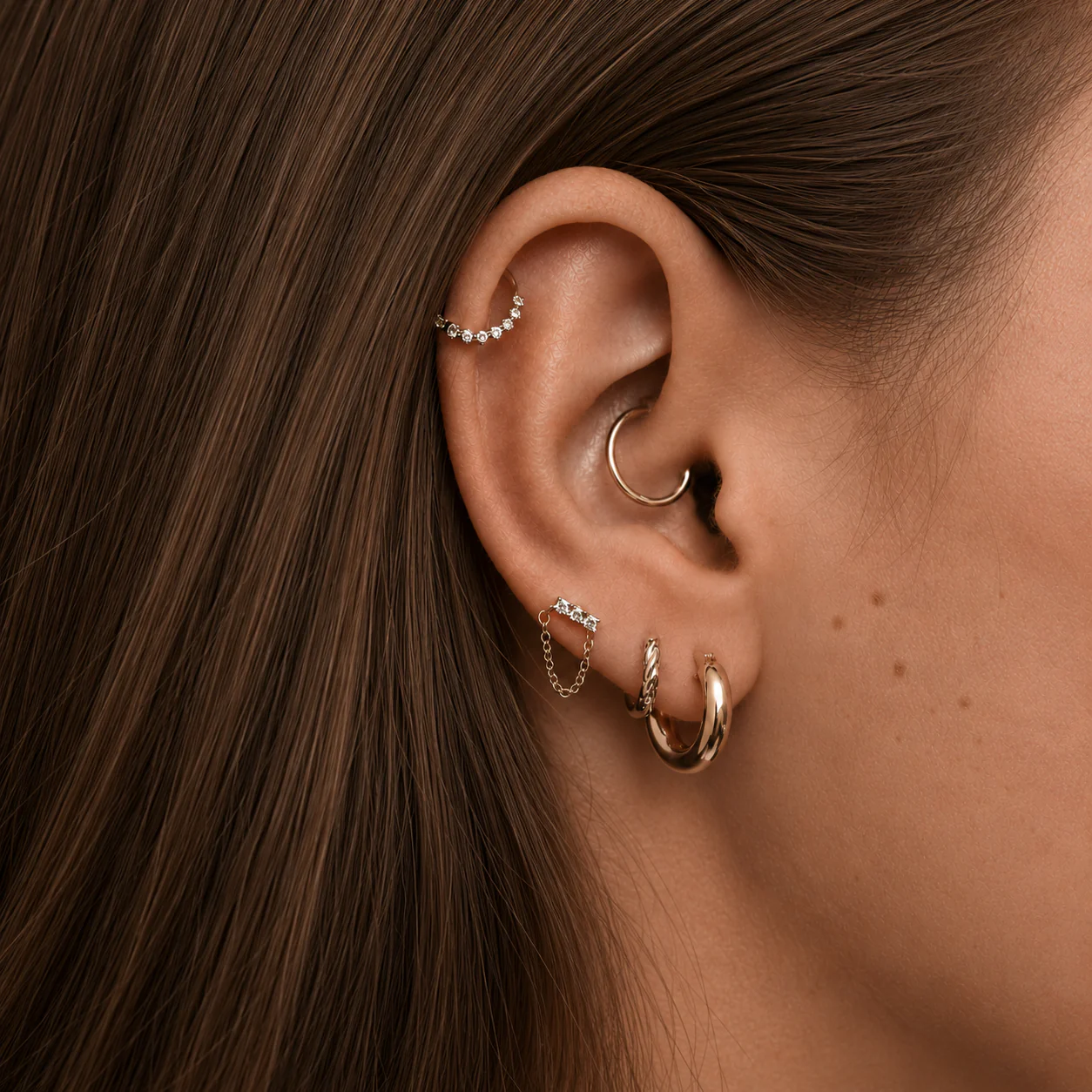 Pavé Chain Link Stud- Single - Image 2