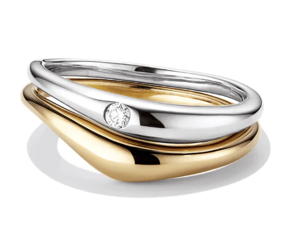 Organic Stacking Ring with Single Stone - Image 3