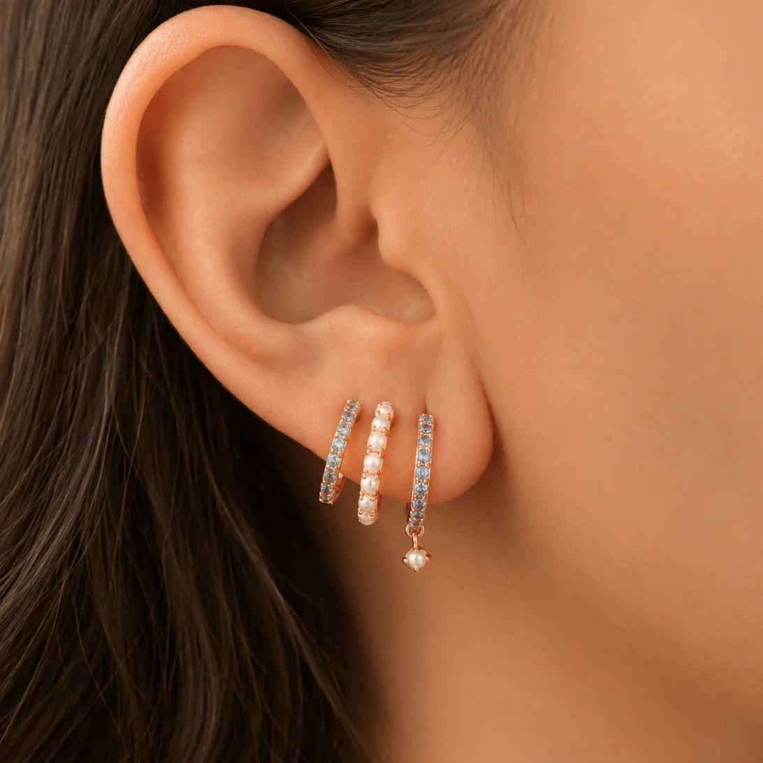Pearl Drop Blue Hoops - Image 5