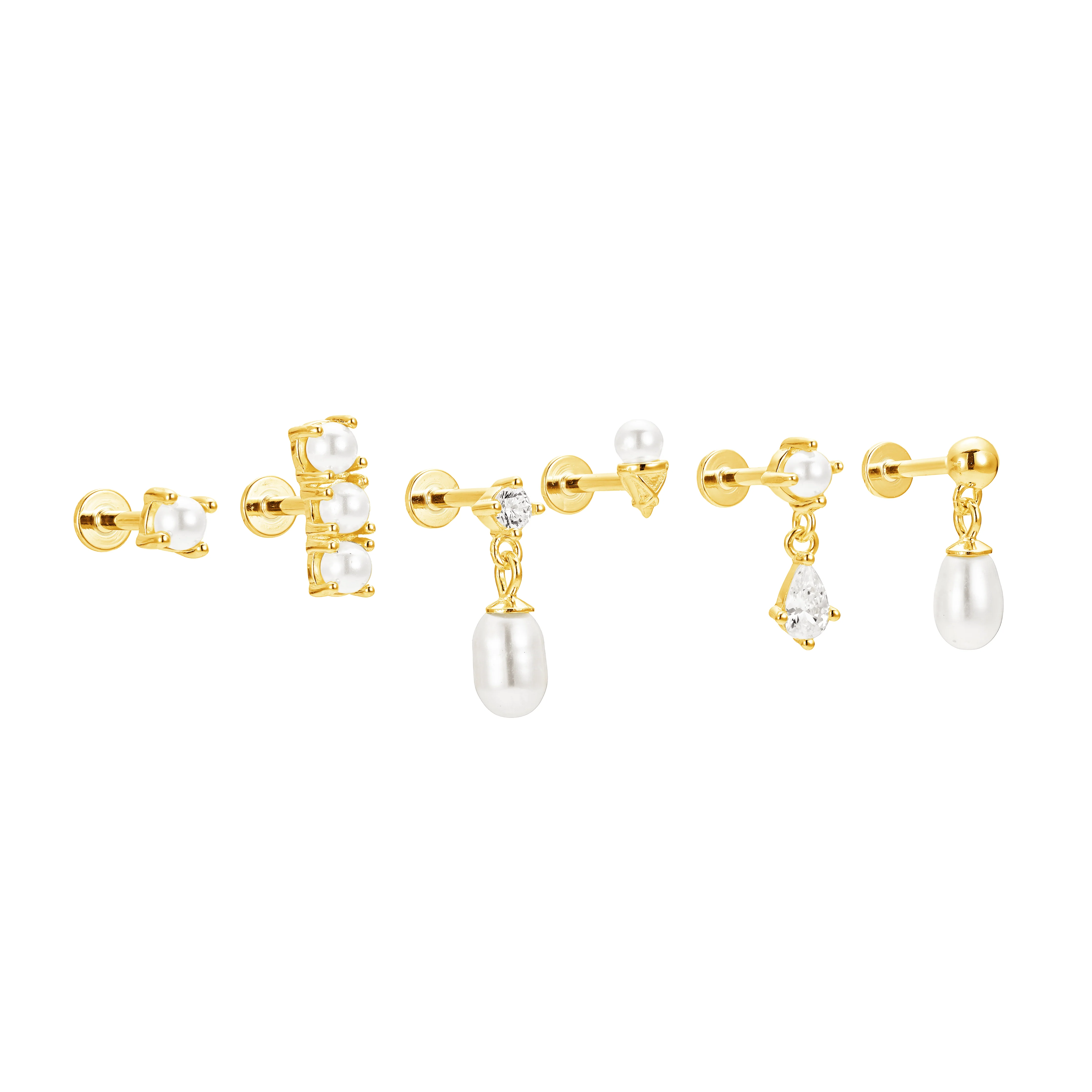 Pearl Flat Back Single Studs