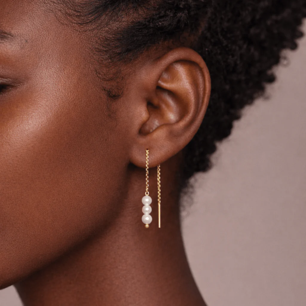 Pearl Threader Earrings - Image 2