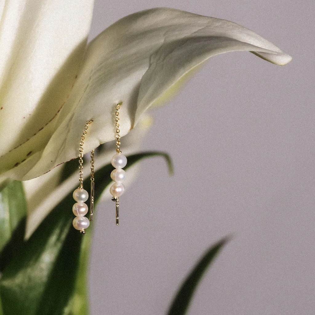 Pearl Threader Earrings - Image 3