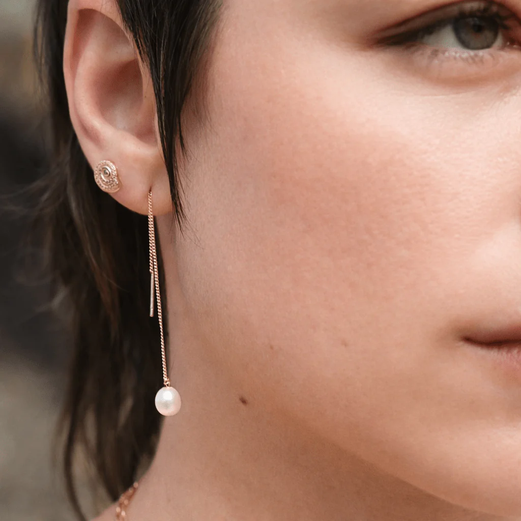 Pearl & Shell Threader Earrings - Image 3