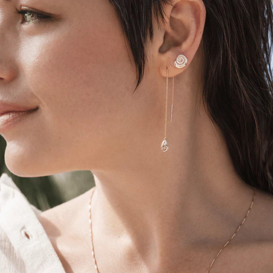Pearl & Shell Threader Earrings - Image 4