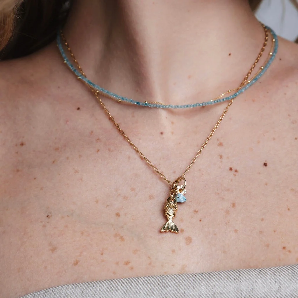 Petite Beaded Necklace- Blue Topaz - Image 4