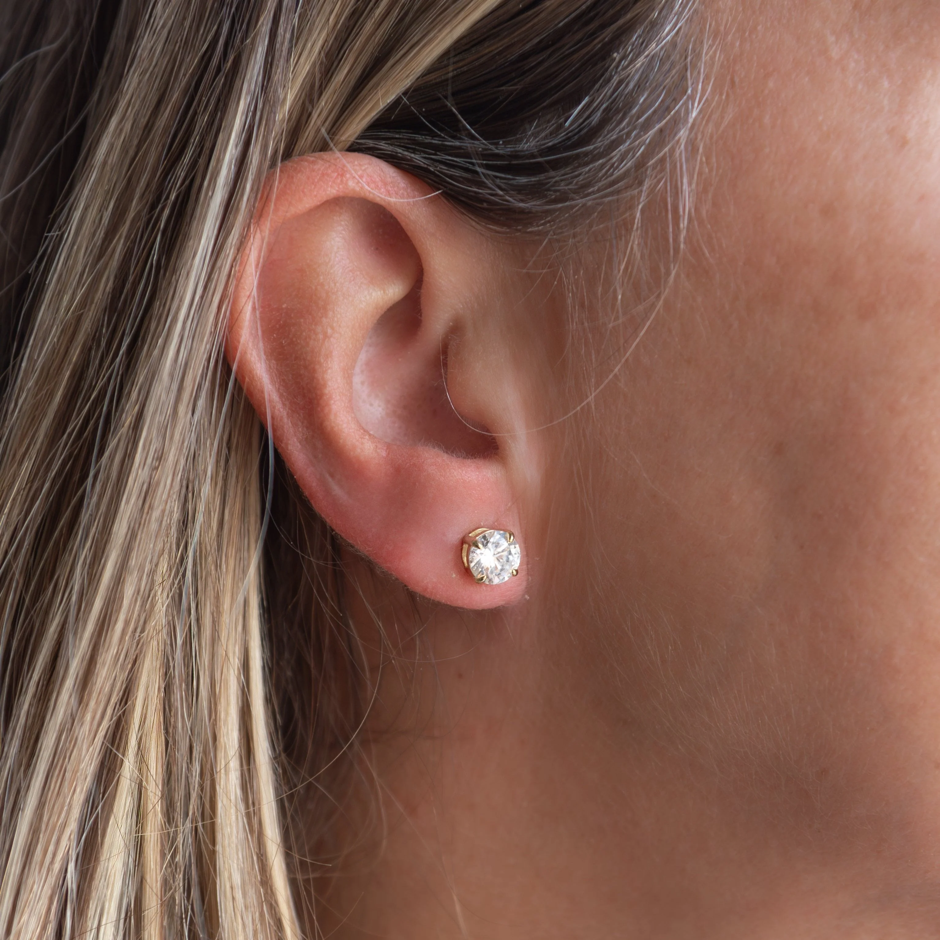 Round Cut Stud Earrings - Image 2