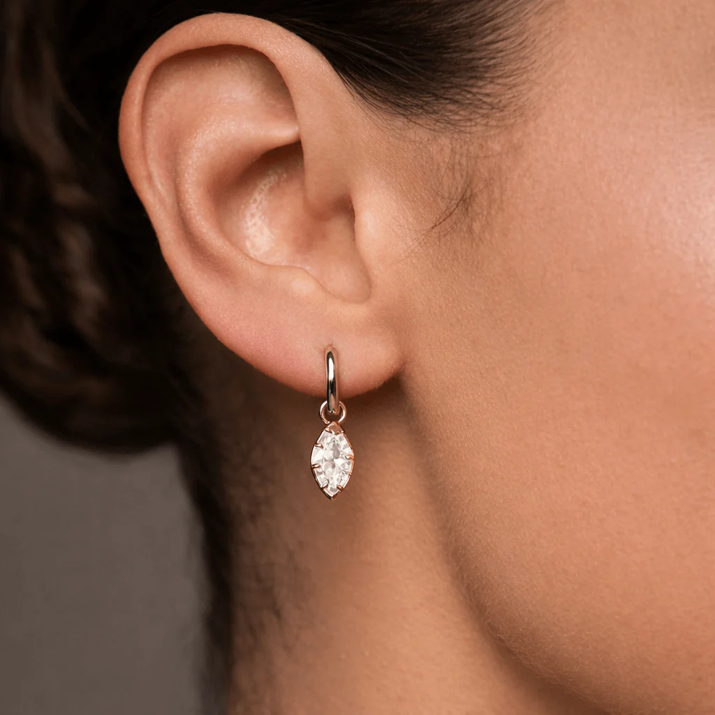 Sparkly Marquise Single Hoop Charm - Image 4
