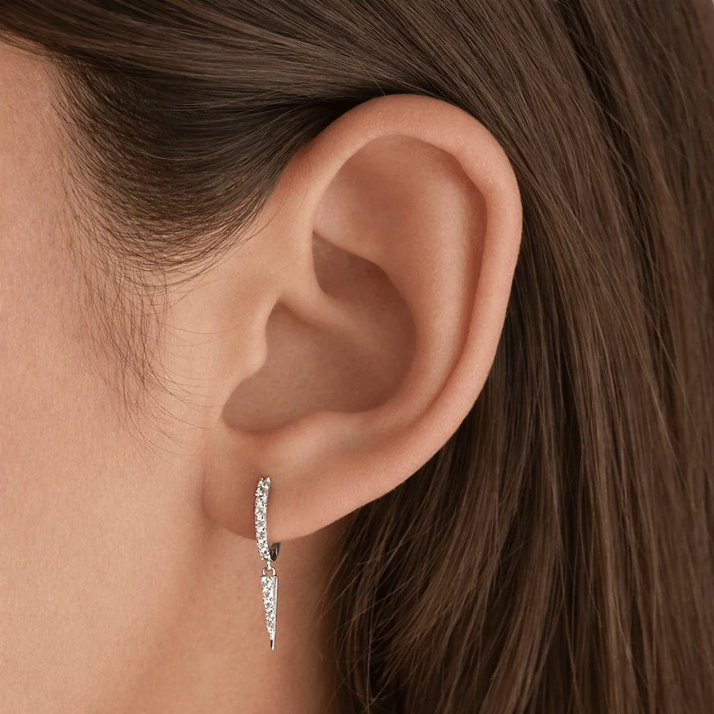 Crystal Spike Drop Huggie Hoops - Image 3