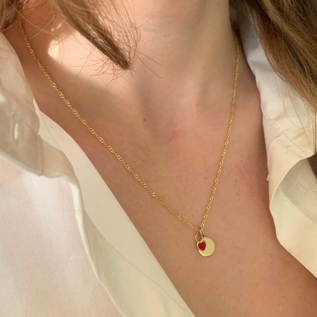 14K Sweet Heart Engravable Necklace - Image 2