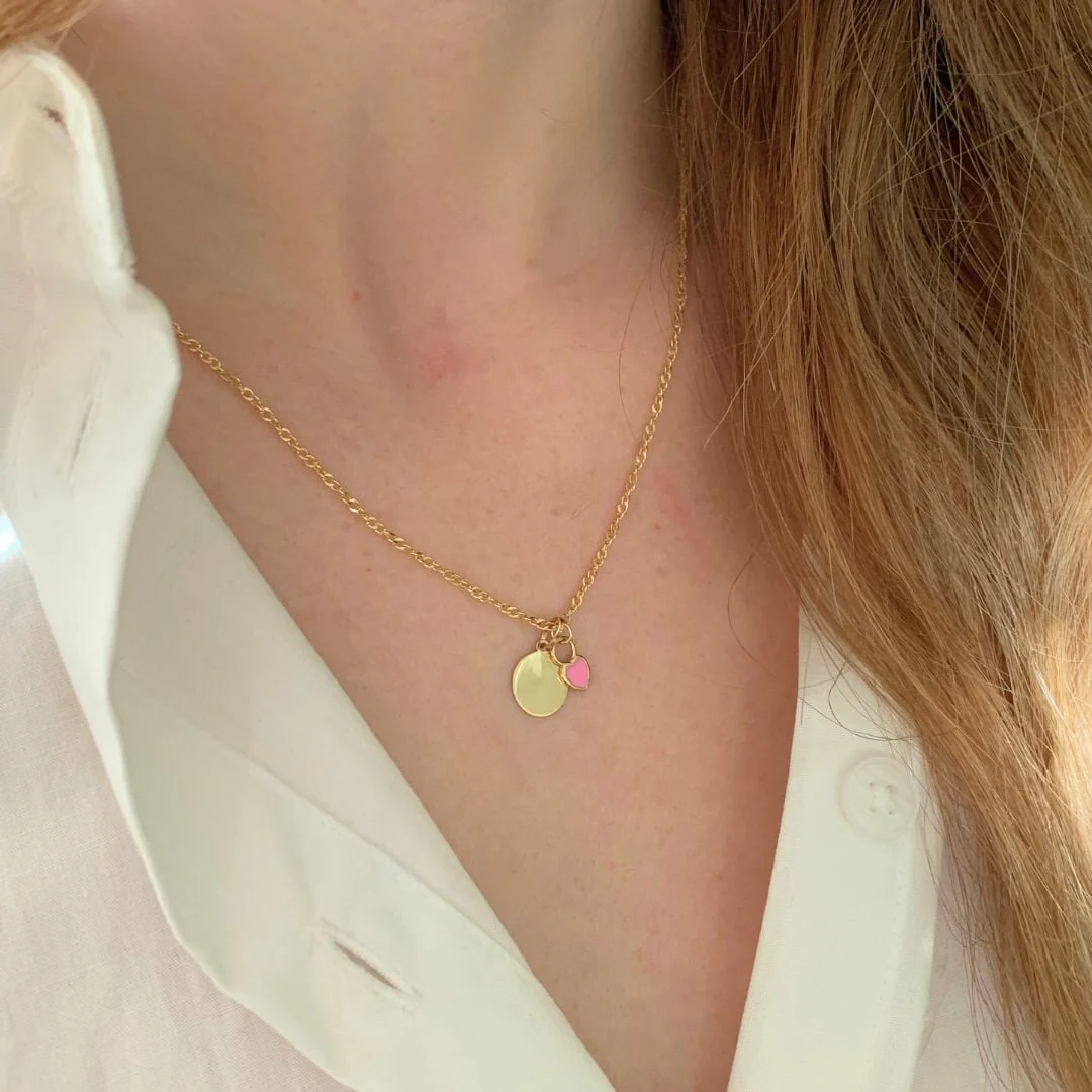 14K Sweet Heart Engravable Necklace - Image 3