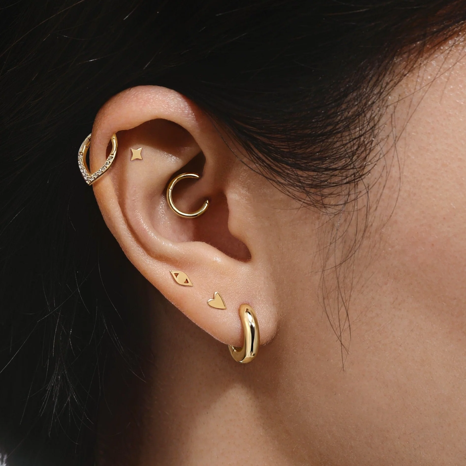 14K Gold Tabitha Cartilage Clicker Huggie - Image 3