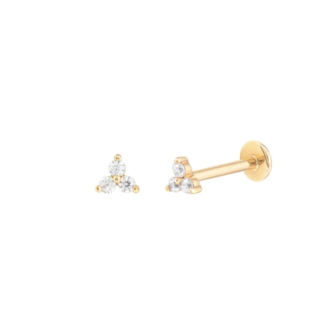 Trio Flat Back Single Stud Earring - Image 3