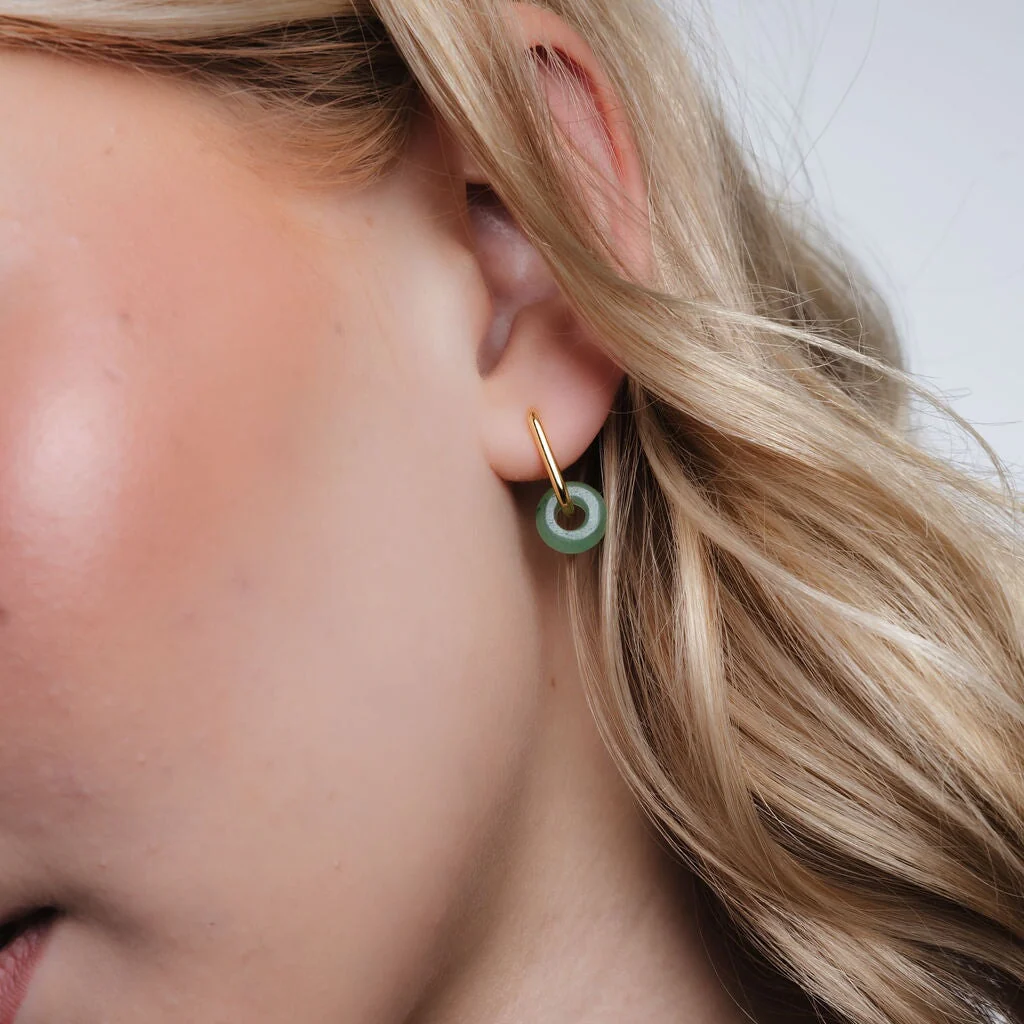 Two-In-One Gemstone Rectangle Hoops - Image 2